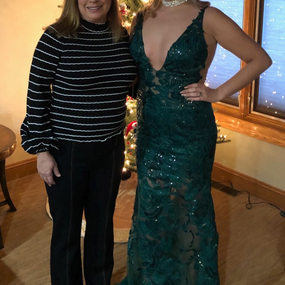 Jovani dark green prom dress